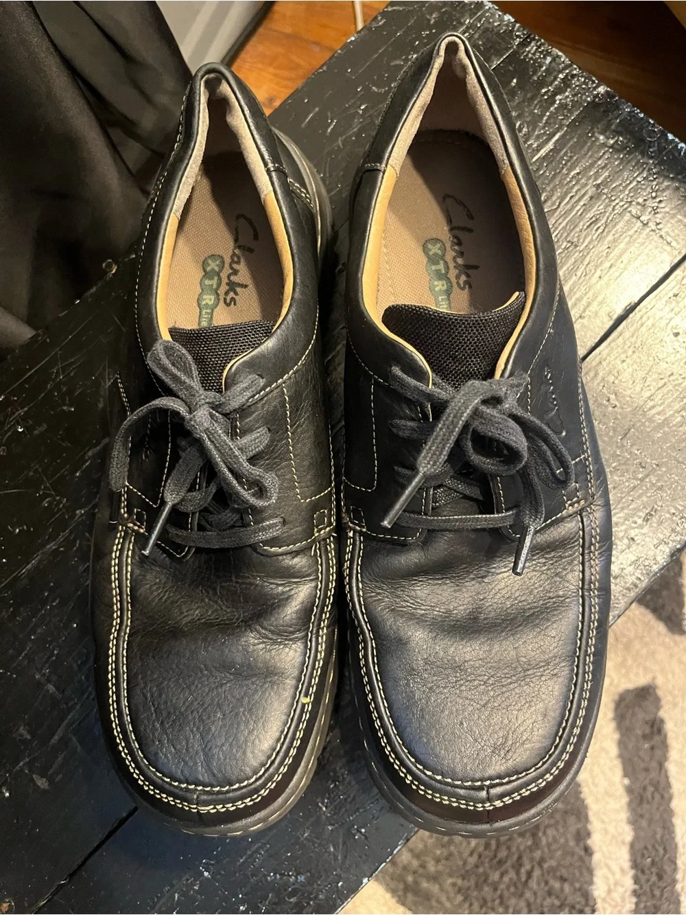 Clarks Black Leather Lace-Up Casual Loafers